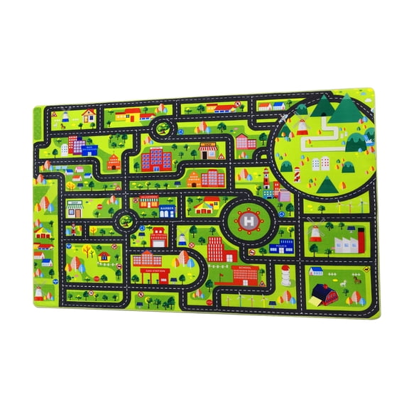 Area Rug 3x5 City Play Mat, Non Slip Exercise Mat Fun Rug Carpet, City Traffic Road Map Area Rug, Educational Street Carpet Mat for Bedroom Playroom