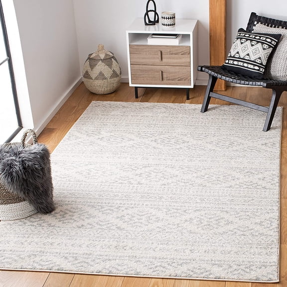 Area Rug 3x5 - Tulum Collection - Ivory & Light Grey, Moroccan Boho Tribal Design, Non-Shedding & Easy to Clean, Ideal for Entryway, Foyer, Accent Space, Bedroom (TUL272G)