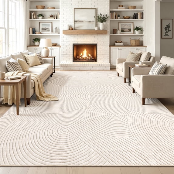 Yamaziot Area Rugs 8' x 10' Washable Rug, Area Rug for Living Room Bedroom Dining Room, Non Slip Modern Accent Carpet, Solid Beige