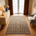 thumbnail image 1 of Toyoso 3'x5' Mocha Traditional Floral Carpet, Coffee Brown and Cream Silicone Area Rug, 0.25" Slim Machine Washable Low-Pile Floor Mat, Non-Skid Stain Resistant Rug for Kitchen and Home Office Desk, 1 of 9