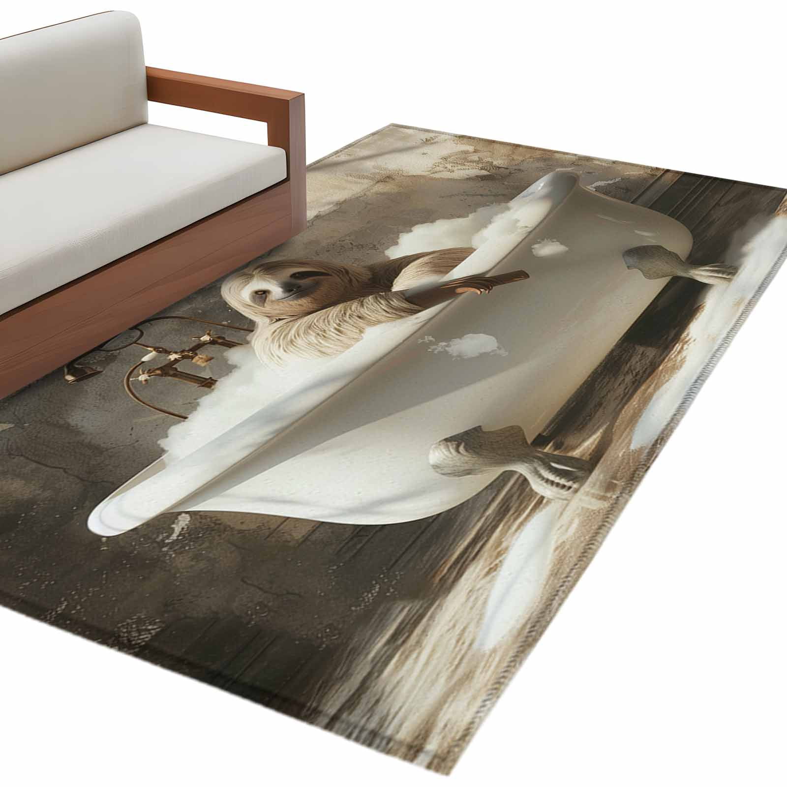 Area Rug 3x5ft, Abstract Bathing Sloth Washable Rugs for Living Room ...