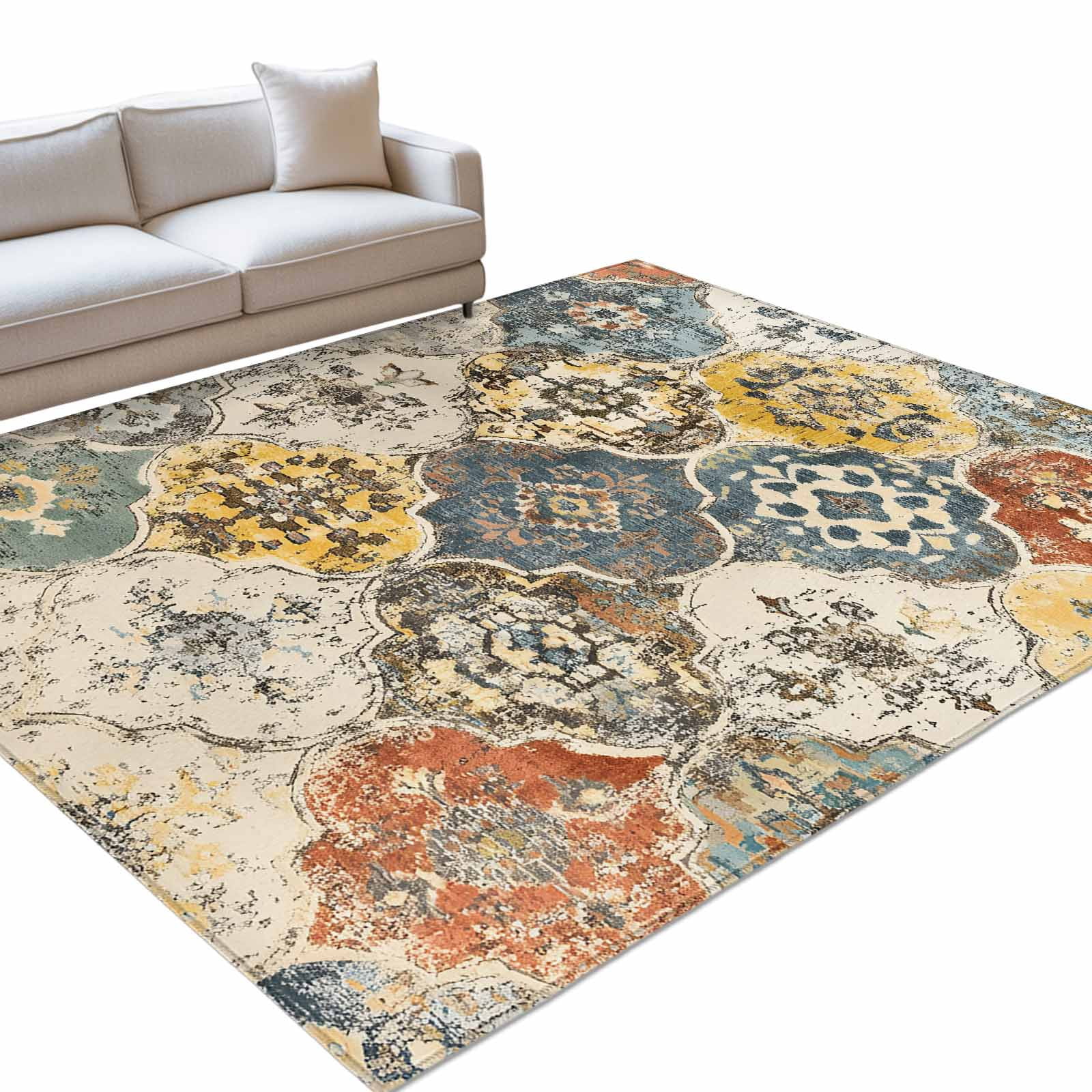 Area Rug 3x5ft, Abstract Bohemian Ethnic Pattern Texture Washable Rugs ...