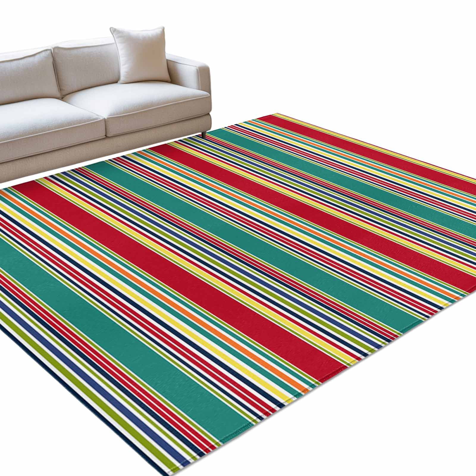 Area Rug 3x5ft, Abstract Colorful Stripe Washable Rugs for Living Room ...