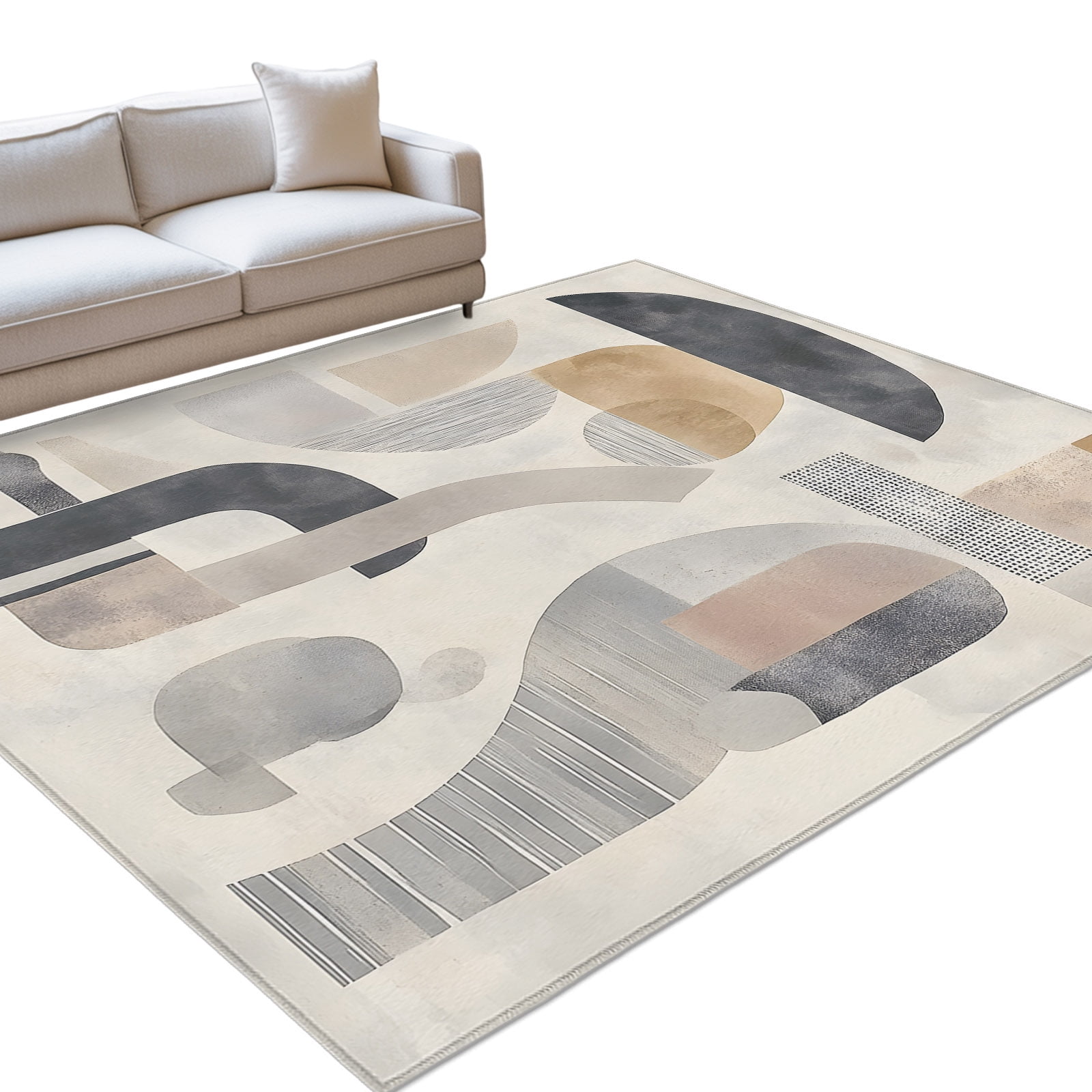 Area Rug 3x5ft, Abstract Geometric Color Block Washable Rugs for Living ...