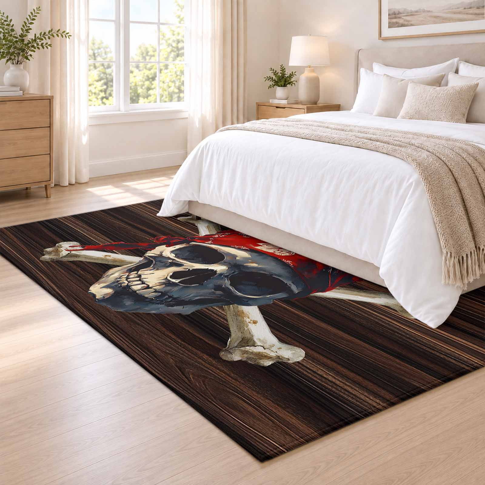 Area Rug 3x5ft Abstract Punk Pirate Skull Low Pile Washable Rug Soft ...