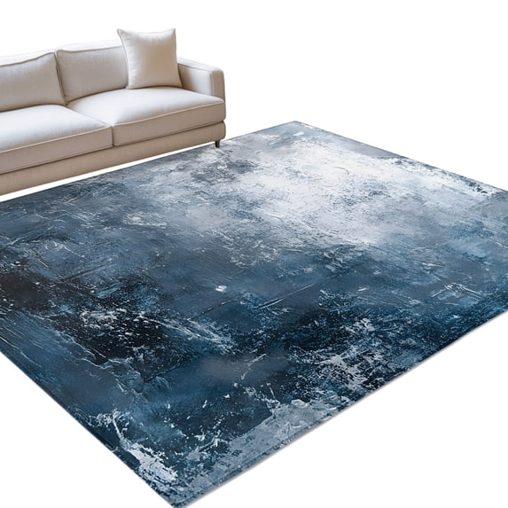 Area Rug 3x5ft Blue Black Abstract Art Washable Area Rugs for Living ...