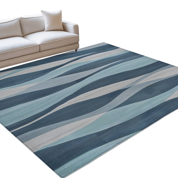 Area Rug 3x5ft Blue Green Stripes Washable Area Rugs for Living Room ...