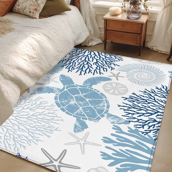 Blue Turtle Rug Area Rug 3x5ft Blue Turtle Carpets Indoor Floor Area Mat Washable ...
