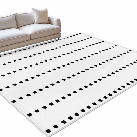 Area Rug 3x5ft Boho Black White Washable Area Rugs for Living Room Geometric Dots Non Slip Floor Carpet Mat for Kitchen Entryway Bathroom Office Home Decor