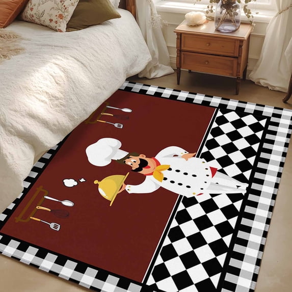 Area Rug 3x5ft Cartoon Chef Carpets Indoor Floor Area Mat Washable ...