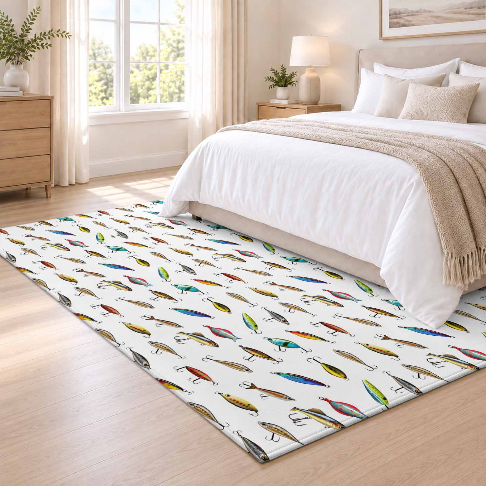Area Rug 3x5ft Cartoon Colorful Bait Low Pile Washable Rug Soft ...