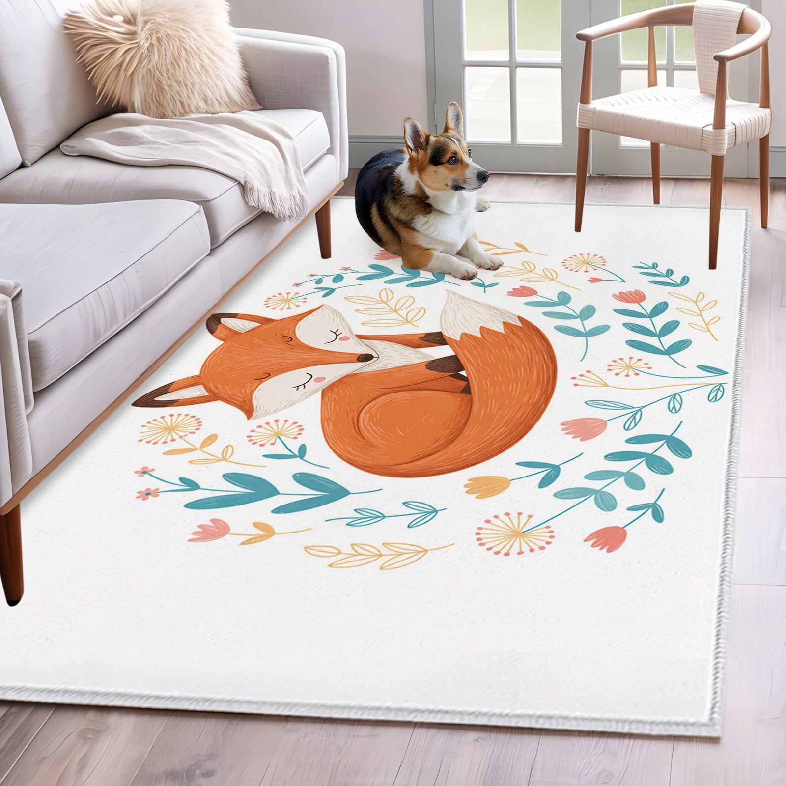 Rat Area Rug Area Rug 3x5ft Cartoons Foxes Area Rugs Washable Low Pile Floor Carpet ...
