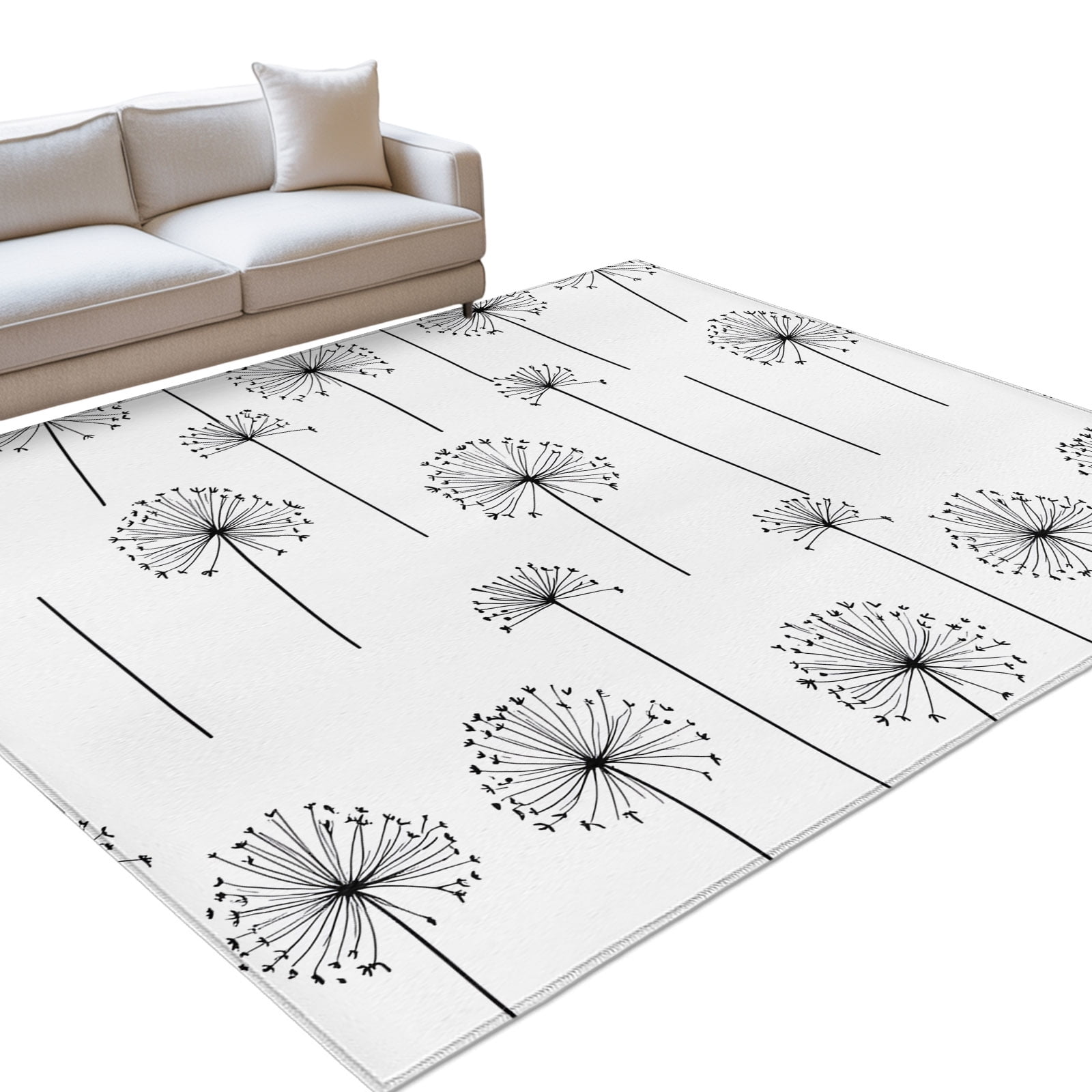 Area Rug 3x5ft Dandelion Washable Area Rugs for Living Room Simple ...