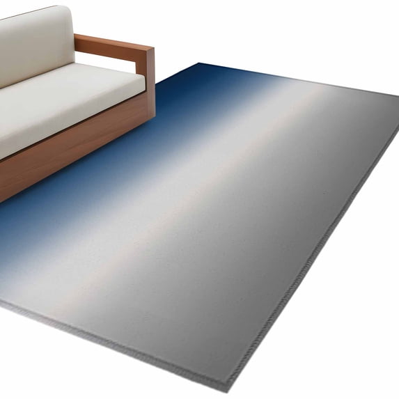 Area Rug 3x5ft, Dark Blue Gradient Gray Washable Rugs for Living Room Bedroom, Ombre Minimalist Style Soft Non-slip Area Rugs Rectangle Floor Carpet for Dining Room