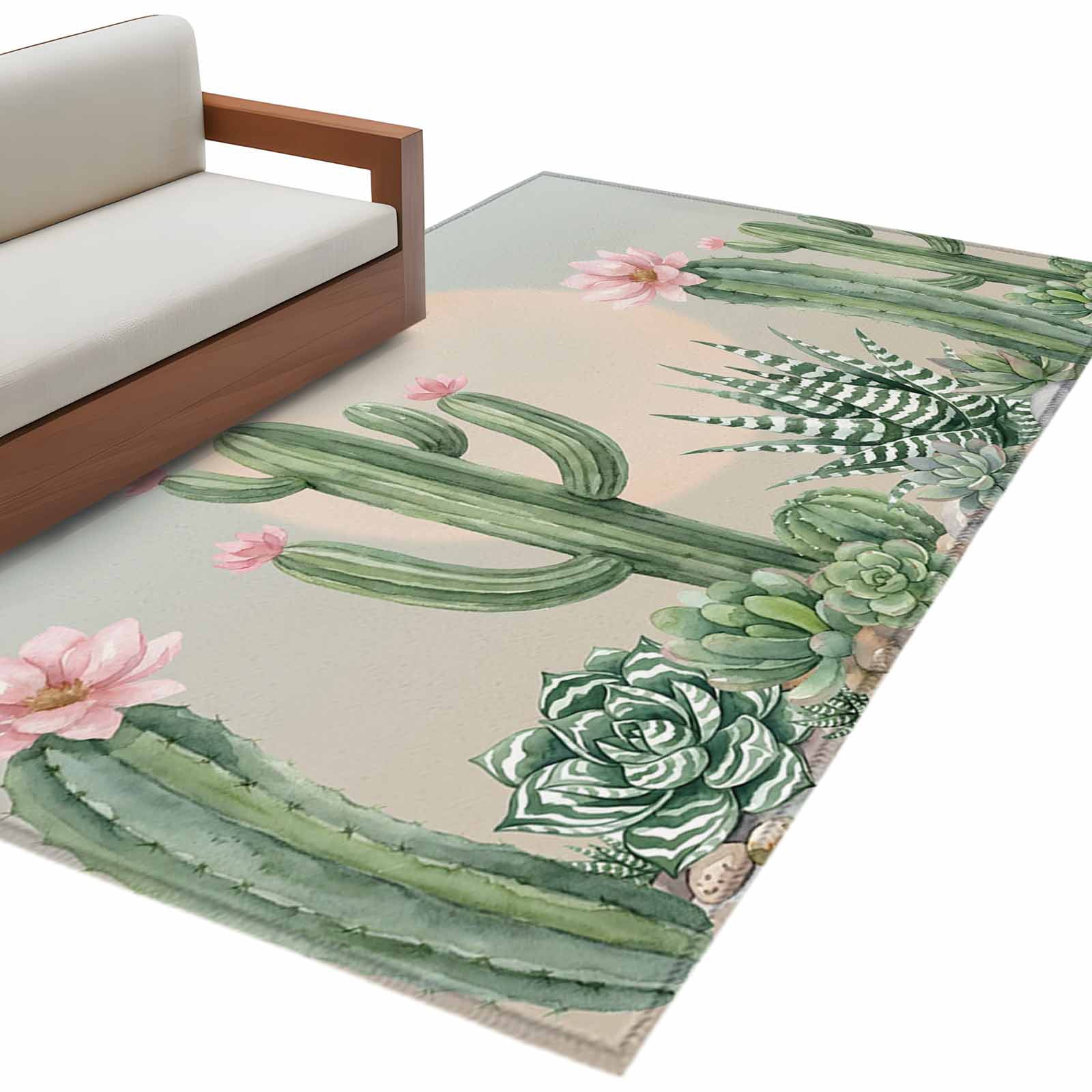 Area Rug 3x5ft, Desert Cactus Tropical Plant Washable Rugs for Living ...