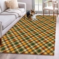 Area Rug 3x5ft, Farmhouse Plaid Green Orange Washable Rugs for Living ...