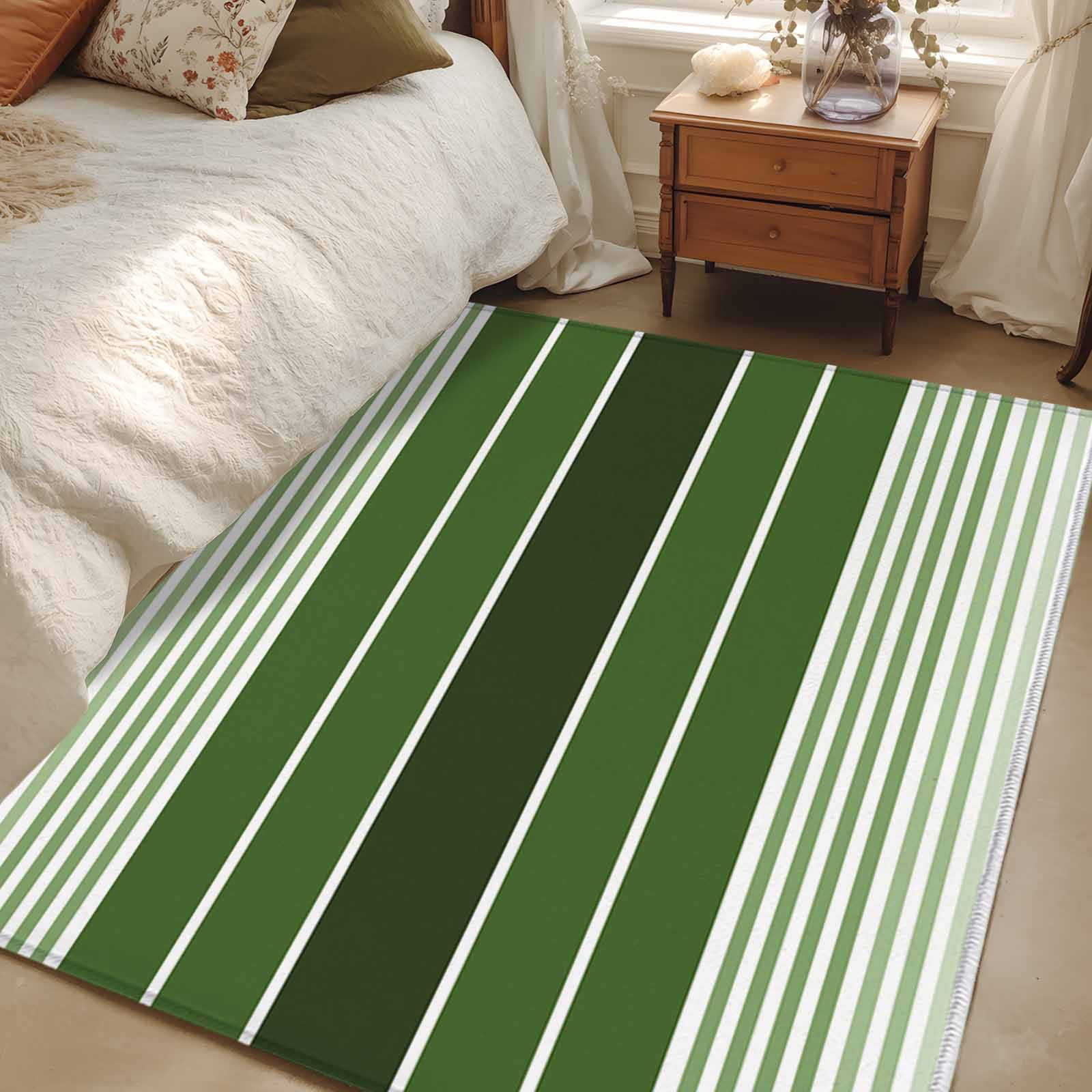 Area Rug 3x5ft Forest Green Stripes Carpets Indoor Floor Area Mat ...