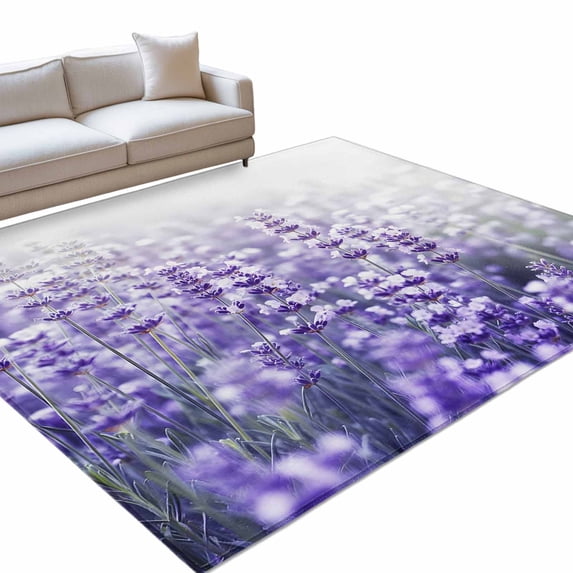 Dreamy Area Rug Area Rug 3x5ft, Garden Lavender Blossom Flower Washable Rugs for Living ...