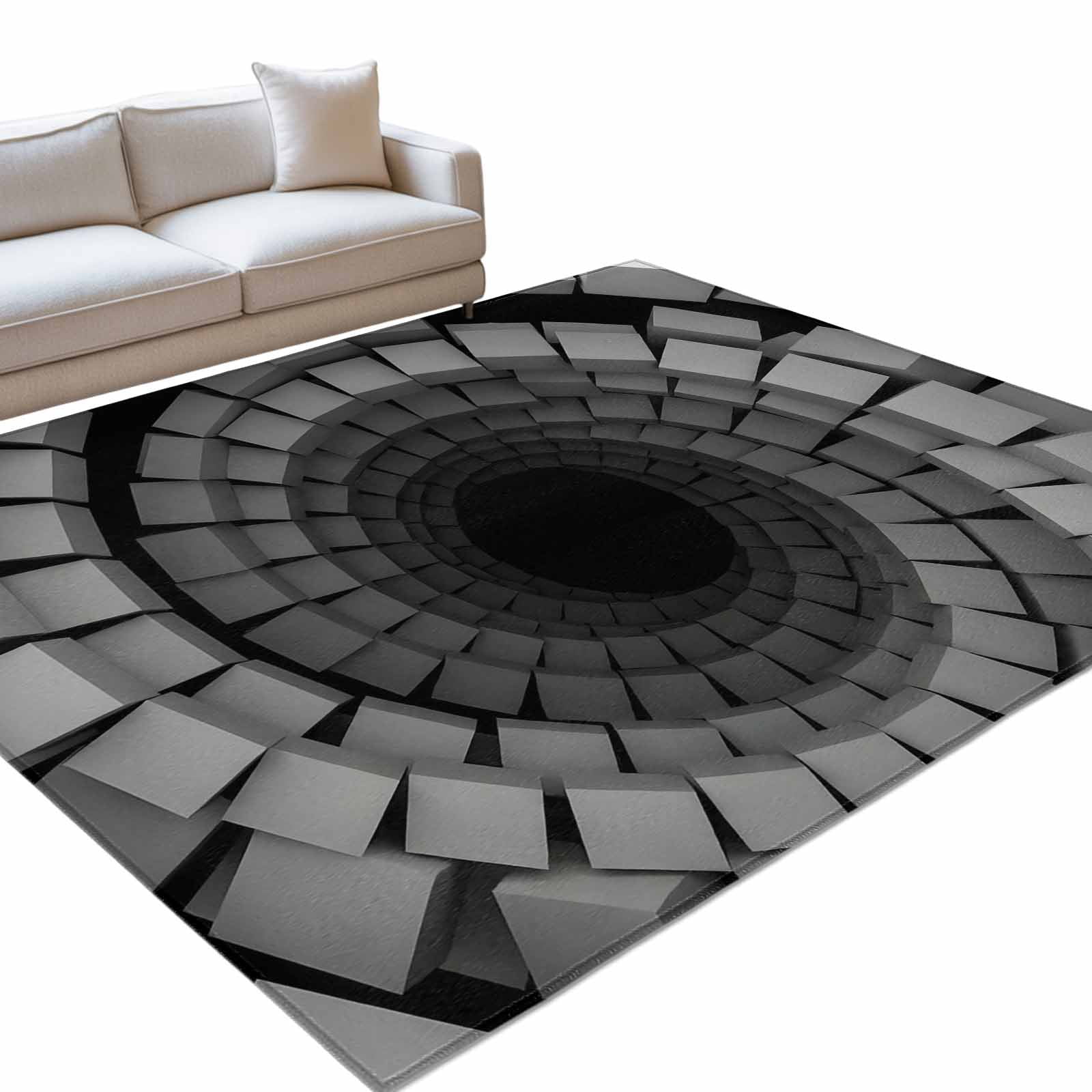 Area Rug 2d Area Rug 3x5ft, Geometric Cube Vortex Washable Rugs for Living Room ...