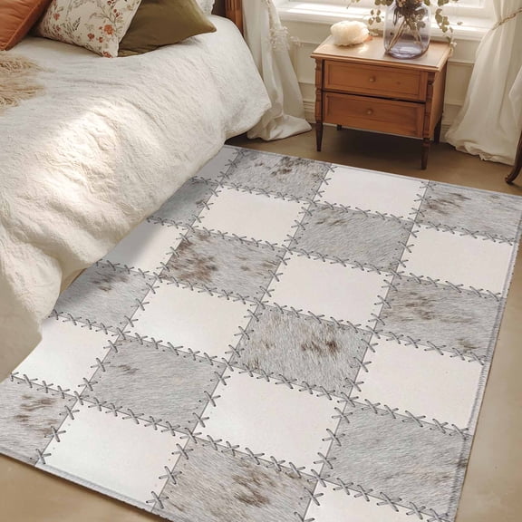 Area Rug 3x5ft Grey Marble Tiles Carpets Indoor Floor Area Mat Washable Entrance Mat Rugs for Living Room Dining Room Kitchen Bedroom, Luxury Patchwork Checkerboard Sofa Throw Carpet