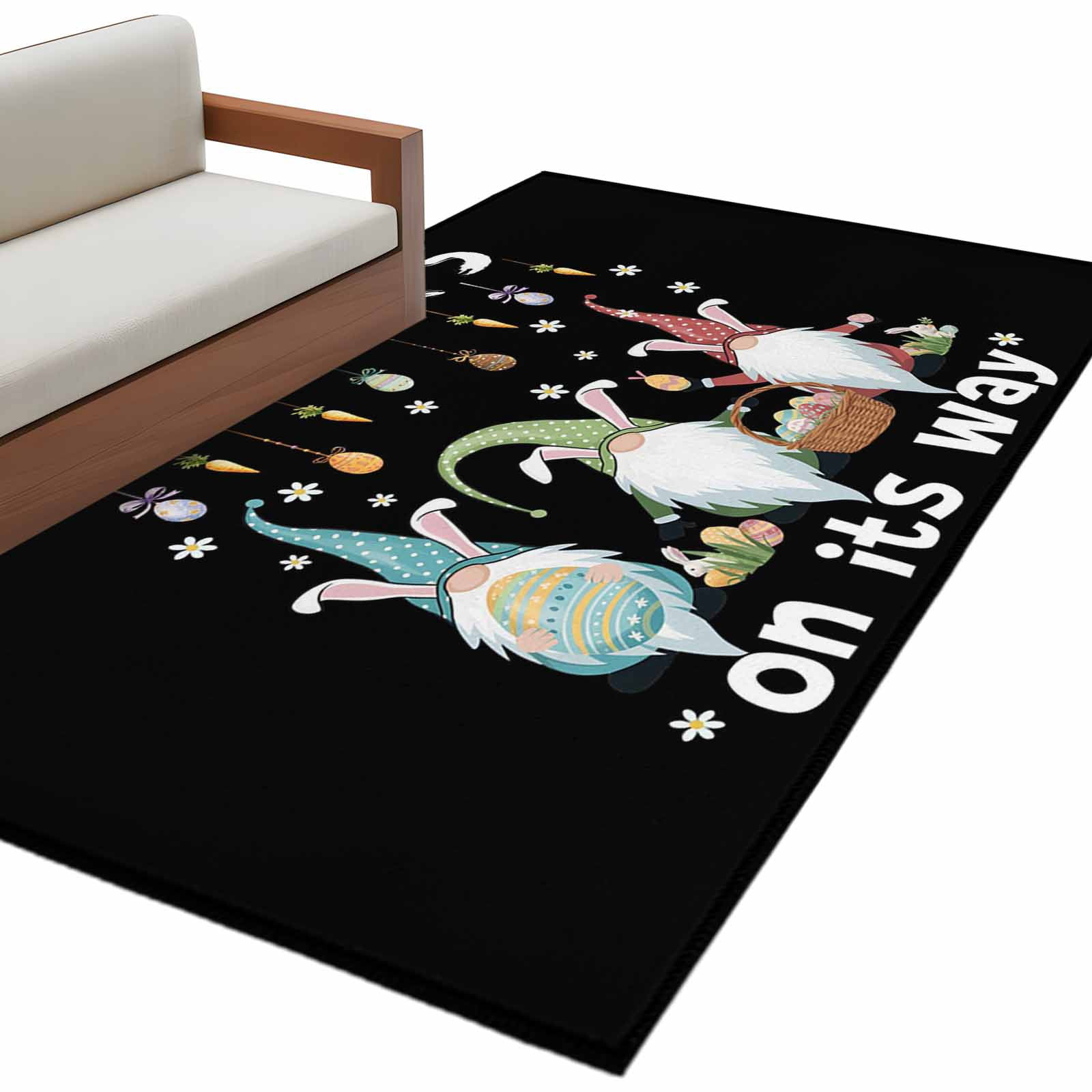 Happy Easter Rug Area Rug 3x5ft, Happy Easter Day Farm Gnome Washable Rugs for Living ...