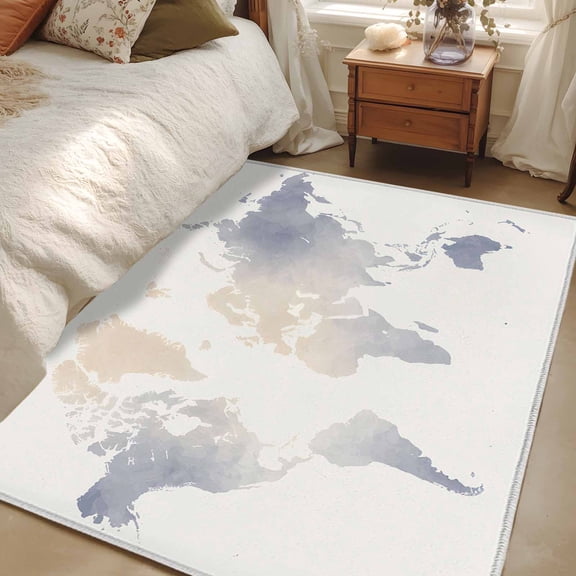 Area Rug 3x5ft Maps Of The World Carpets Indoor Floor Area Mat Washable Entrance Mat Rugs for Living Room Dining Room Kitchen Bedroom, Earth Tourism Sofa Throw Carpet