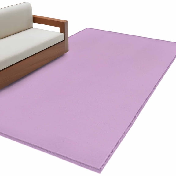 Area Rug 3x5ft, Minimalist Solid Color Lilac Washable Rugs for Living Room Bedroom, Light Purple Monochrome Art Soft Non-slip Area Rugs Rectangle Floor Carpet for Dining Room