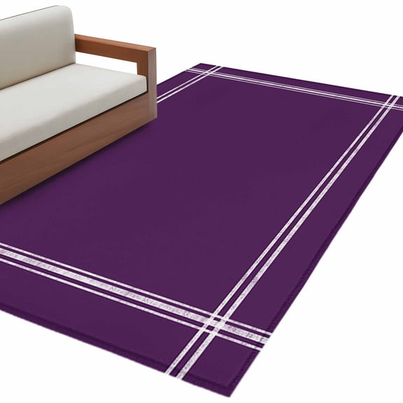 Area Rug 3x5ft, Modern Dark Purple Washable Rugs for Living Room Bedroom, Minimalist Style Soft Non-slip Area Rugs Rectangle Floor Carpet for Dining Room