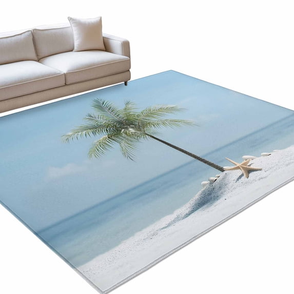 Area Rug 3x5ft Palm Tree Beach Washable Area Rugs for Living Room Ocean ...