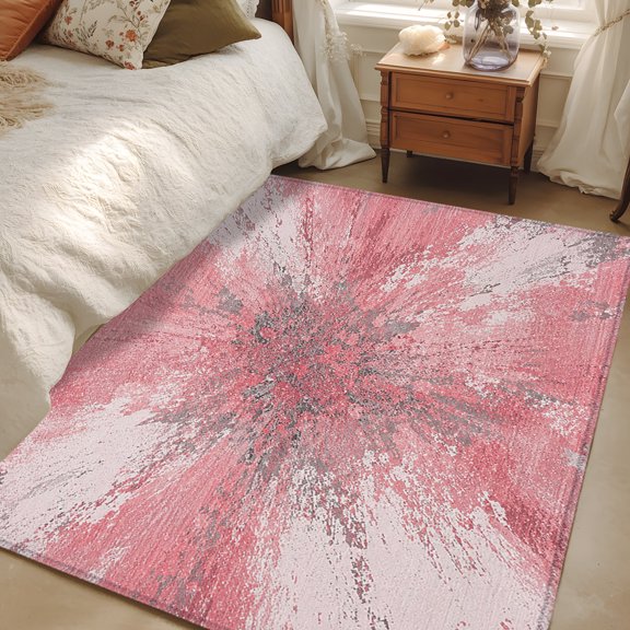 Area Rug 3x5ft Pink Radiating Burst Floor Carpets Indoor Floor Area Mat Doormat Entrance Mat Rugs for Entry Living Room Dining Room Kitchen Bedroom, Art Graffiti Sofa Throw Carpet