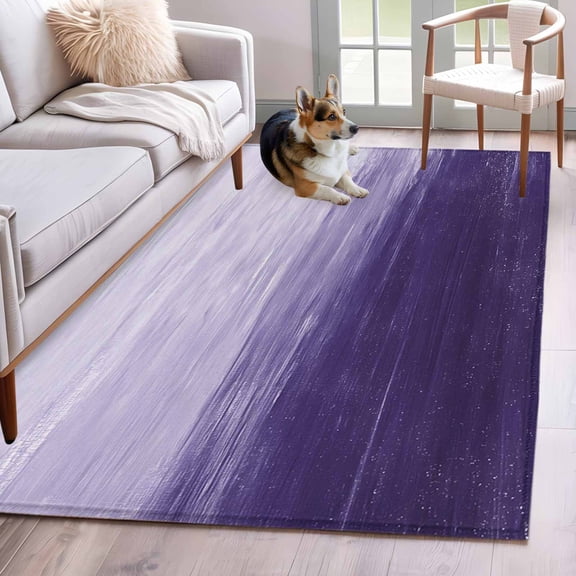 Area Rug 3x5ft Purple Gradient Pattern Area Rugs Washable Low Pile Floor Carpet for Bedroom, Abstract Color Bloack Non Slip Soft Rugs for Living Room Entryway Dining Room