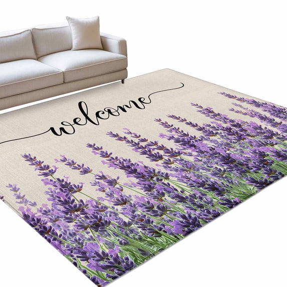 Area Rug 3x5ft Purple Lavender Washable Area Rugs for Living Room Retro ...