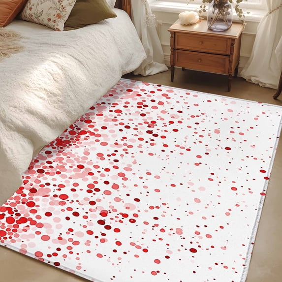 Red Rug Under Mat Area Rug 3x5ft Red Polka Dot Carpets Indoor Floor Area Mat Washable ...