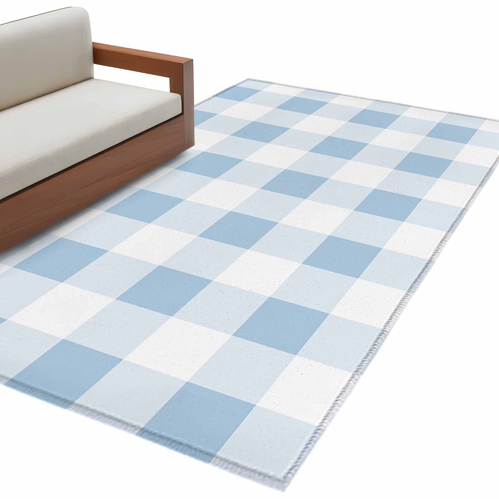 Simplistic Rugs Area Rug 3x5ft, Simple Spring Blue White Lattice Washable Rugs for ...