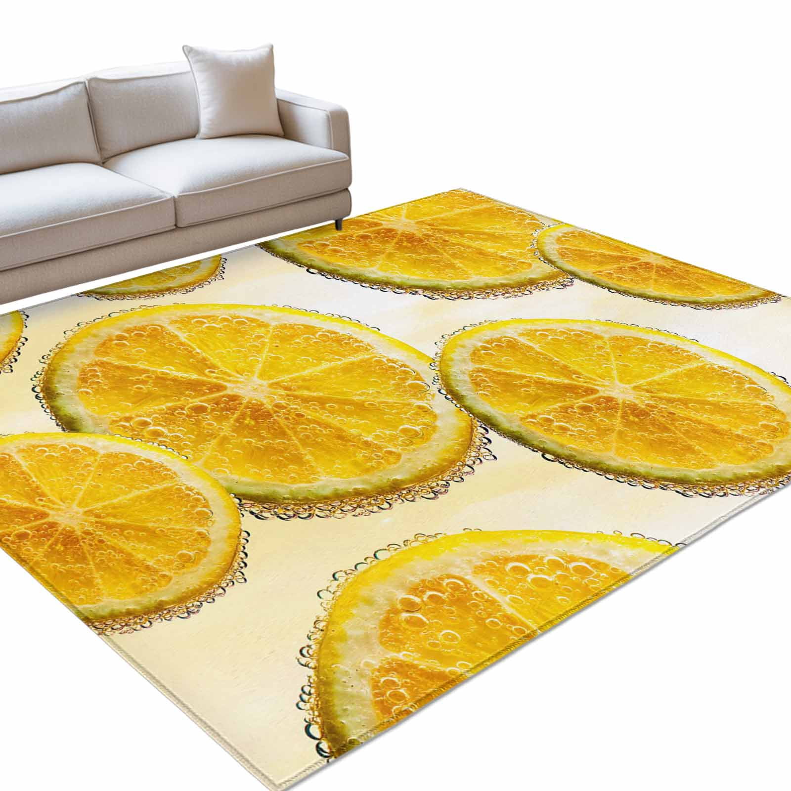 Simple Lemon Rug Area Rug 3x5ft, Summer Fruit Lemon Slices Washable Rugs for Living Room ...