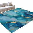 Area Rug 3x5ft, Teal Abstract Marble Stone Texture Washable Rugs for ...