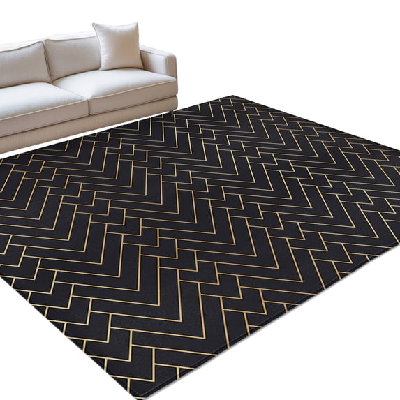 Area Rug 3x5ft Textrue Black Geometric Pattern Washable Area Rugs for ...