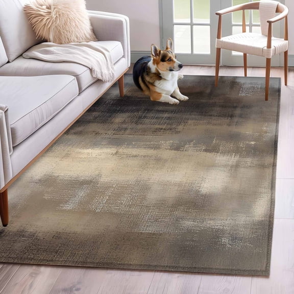 Area Rug 3x5ft Vintage Ombre Oil Painting Area Rugs Washable Low Pile Floor Carpet for Bedroom, Mysterious Rock Texture Non Slip Soft Rugs for Living Room Entryway Dining Room
