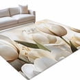 Area Rug 3x5ft, White Tulip Spring Classic Flower Washable Rugs for ...