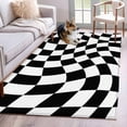 thumbnail image 1 of Area Rug 4'x6', Black and White Checkered Non-slip Runner Rug Carpet for Bedside, Modern Irregular Geometric Washable Outdoor Indoor Area Rugs Mat for Entryway/Living Room/Bedroom/Kitchen/Office, 1 of 9