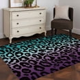thumbnail image 1 of Area Rug 48×72in, Abstract Leopard Cyan Purple Gradient Floor Carpet Living Room Rug, Animal Skin Texture Non-Slip Welcome Mat Indoor Rugs for Bedroom Dining Room, 1 of 9