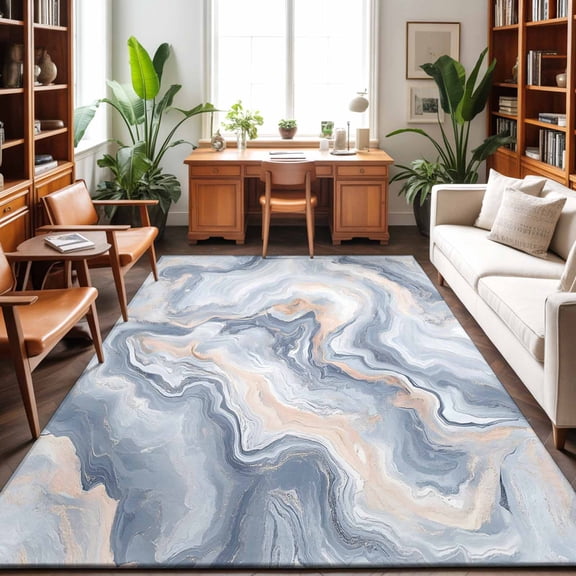 Area Rug 48×72in, Abstract Marble Texture Art Floor Carpet Living Room Rug, Luxury Dream Non-Slip Welcome Mat Indoor Rugs for Bedroom Dining Room