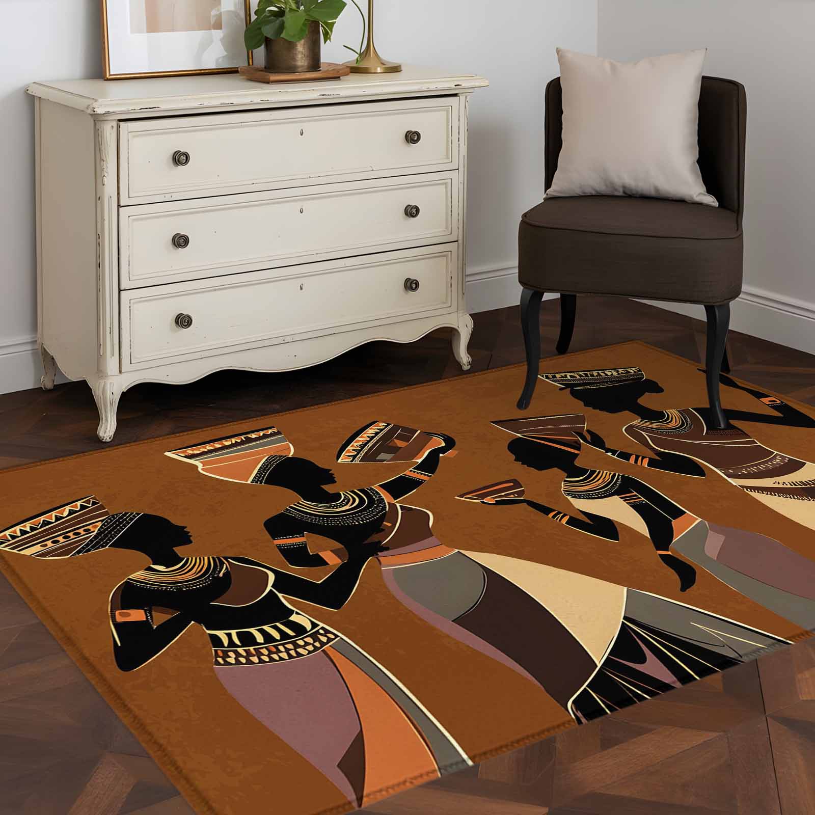 Area Rug 48×72in, African Black Woman Ethnic Clothing Floor Carpet ...