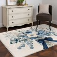 thumbnail image 1 of Area Rug 48×72in, Blue Eucalyptus Leaves Vase on Linen Floor Carpet Living Room Rug, Spring Flower Leaf Non-Slip Welcome Mat Indoor Rugs for Bedroom Dining Room, 1 of 9