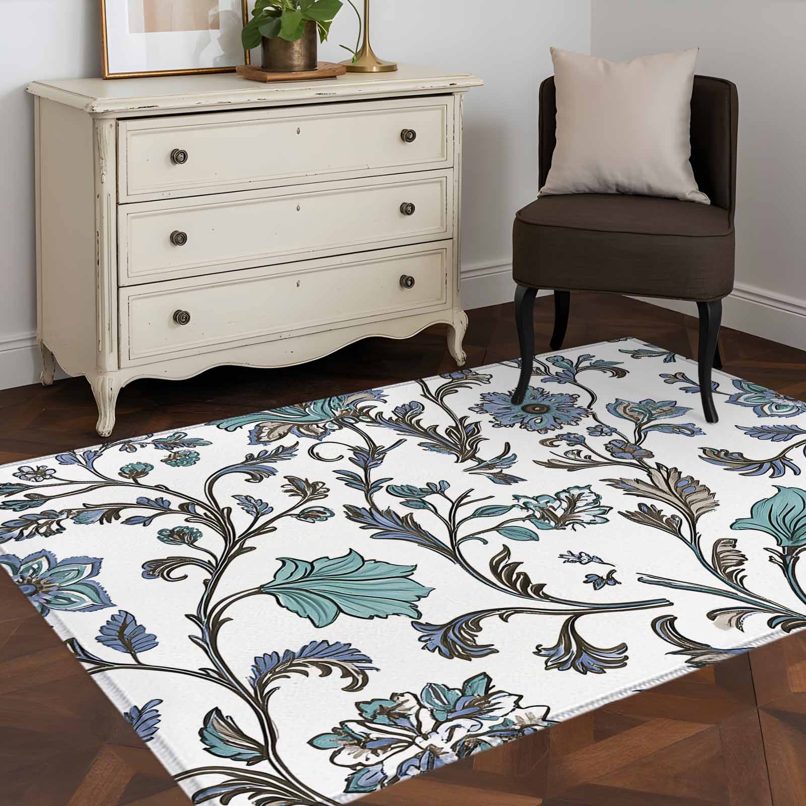Area Rug 48×72in, Farm Vintage Floral Ethnic Pattern Floor Carpet ...