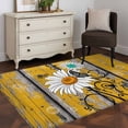thumbnail image 1 of Area Rug 48×72in, Farmhouse Daisy Green Flowers Floor Carpet Living Room Rug, Retro Wooden Grain Non-Slip Welcome Mat Indoor Rugs for Bedroom Dining Room, 1 of 9
