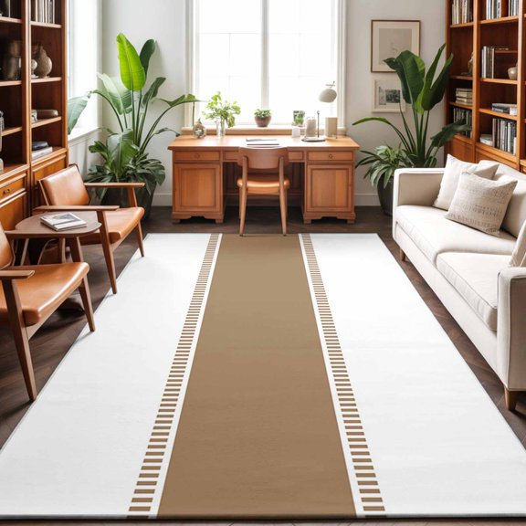 Area Rug 48×72in, Light Brown Striped Pattern Floor Carpet Living Room Rug, Modern Minimalist Art Non-Slip Welcome Mat Indoor Rugs for Bedroom Dining Room