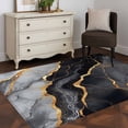 thumbnail image 1 of Area Rug 48×72in, Modern Marble Texture Floor Carpet Living Room Rug, Black White Gold Stone Style Non-Slip Welcome Mat Indoor Rugs for Bedroom Dining Room, 1 of 9