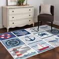 thumbnail image 1 of Area Rug 48×72in, Nautical Anchor Swim Rings Compass Floor Carpet Living Room Rug, Retro Ocean Starfish Whale Non-Slip Welcome Mat Indoor Rugs for Bedroom Dining Room, 1 of 9