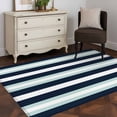 thumbnail image 1 of Area Rug 48×72in, Navy Blue Turquoise Stripes Floor Carpet Living Room Rug, Modern Minimalist Art Non-Slip Welcome Mat Indoor Rugs for Bedroom Dining Room, 1 of 9